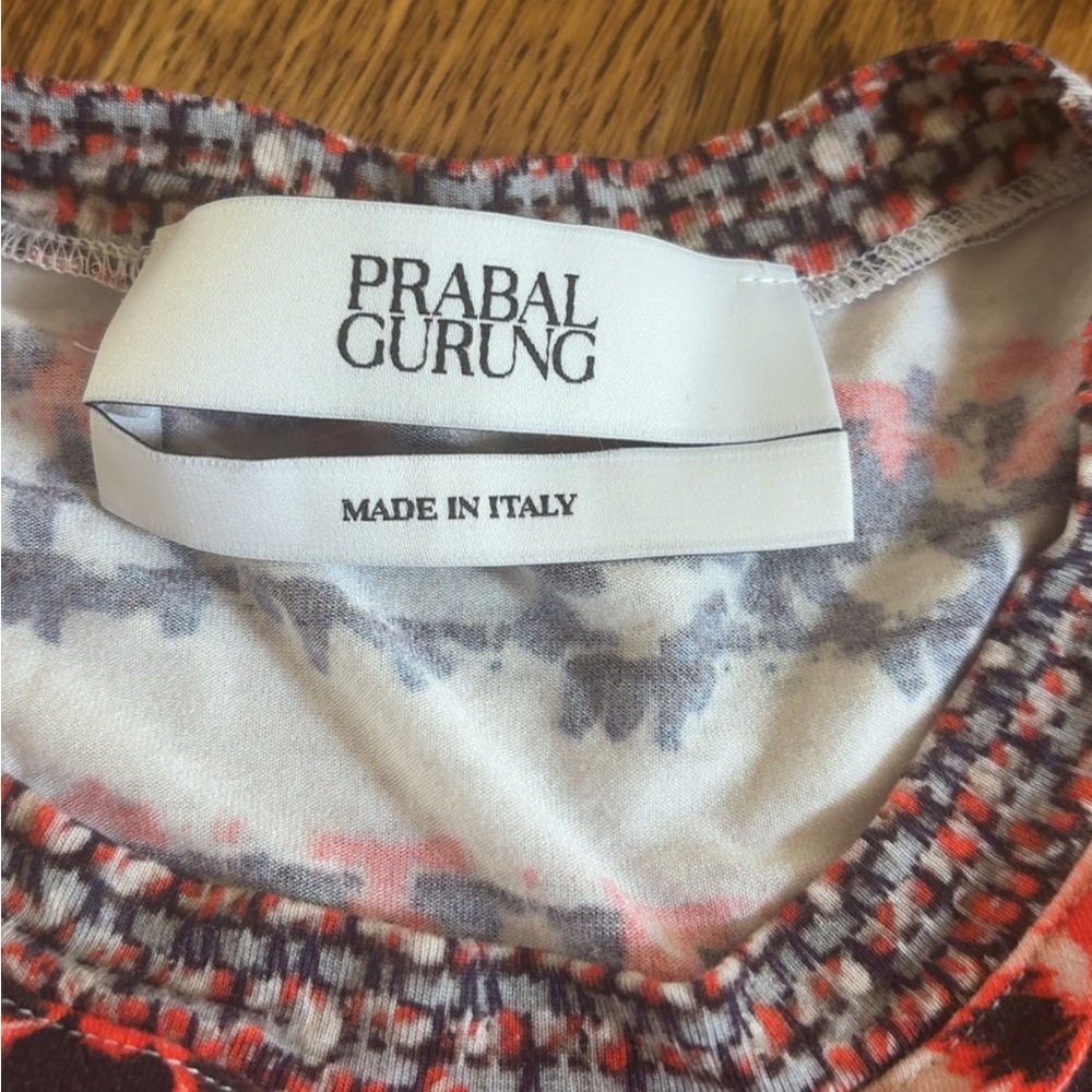 Prabal Gurung Red and Gray Patterned Top